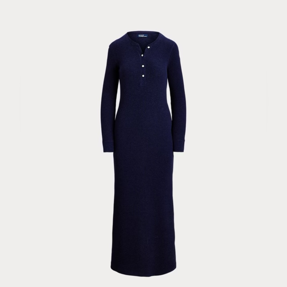 Wool-Cashmere Henley Sweater Dress
Color: Denim Heather
Size: L
NWT